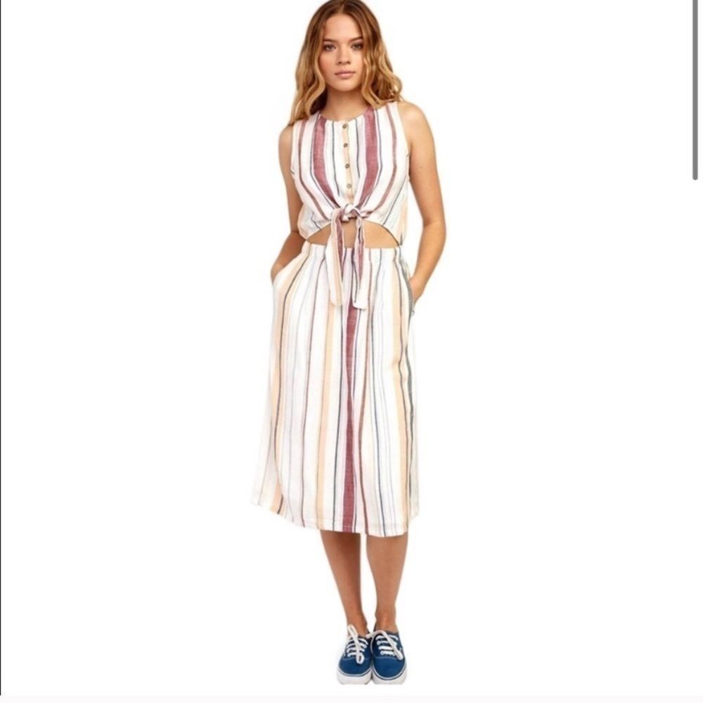 NWT RVCA Arizona Woven Stripe Linen Dress